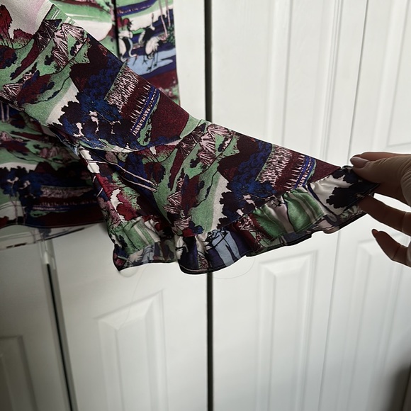 Erdem Silk Blouse with Ruffled Sleeves - US Size 10 - Picture 4 of 7